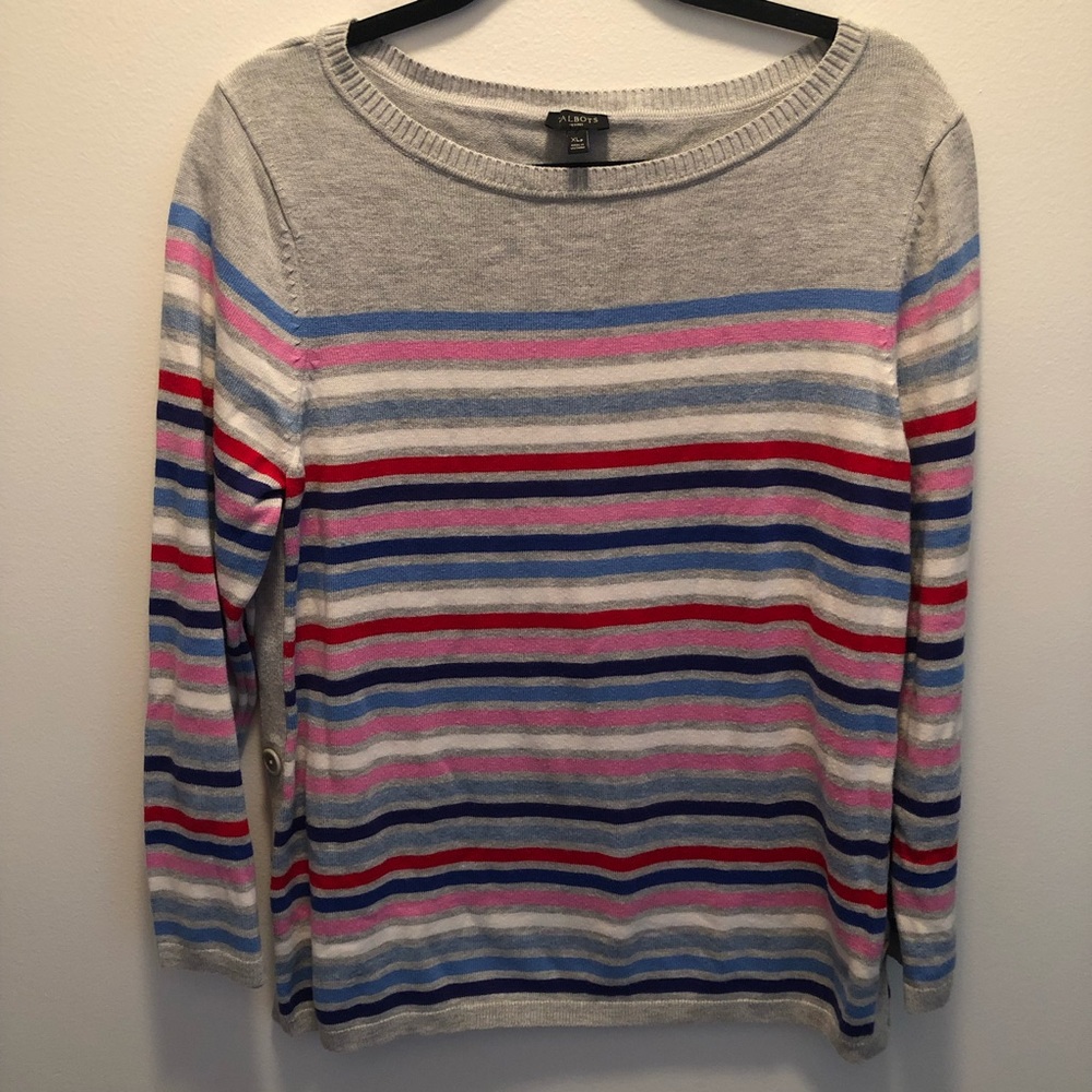 Talbots Sweat Long Sleeve Buttons Striped XLp